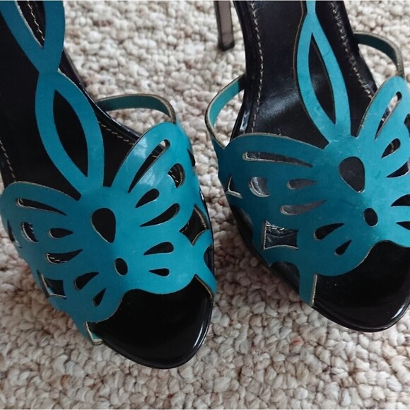 Turquoise blue Sergio Rossi butterfly heels - Picture 7 of 10